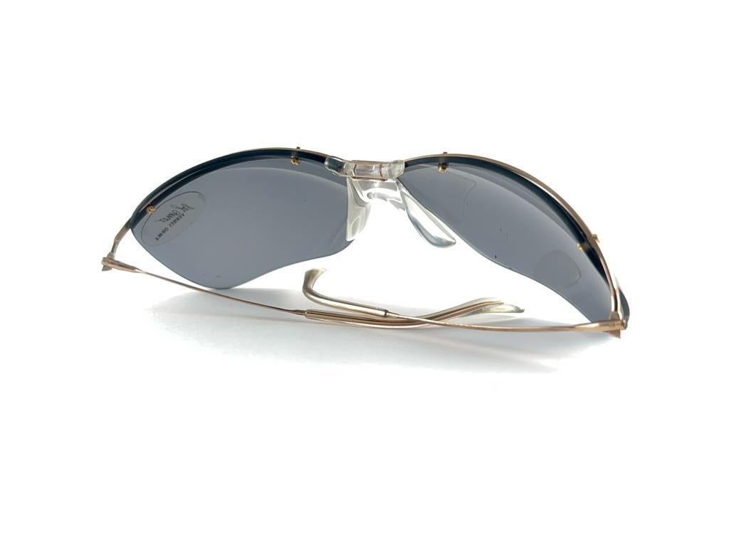 New Vintage Sol Amor Gold Lightweight Rimless Wrap Frame Sunglasses 60'S France 8