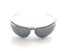 New Vintage Sol Amor Gold Lightweight Rimless Wrap Frame Sunglasses 60'S France