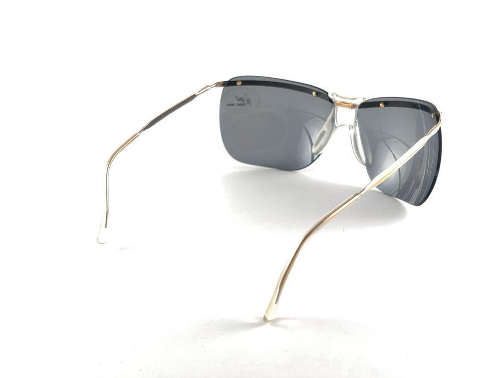 Women's or Men's New Vintage Sol Amor Gold Lightweight Rimless Wrap Frame Sunglasses 60'S France