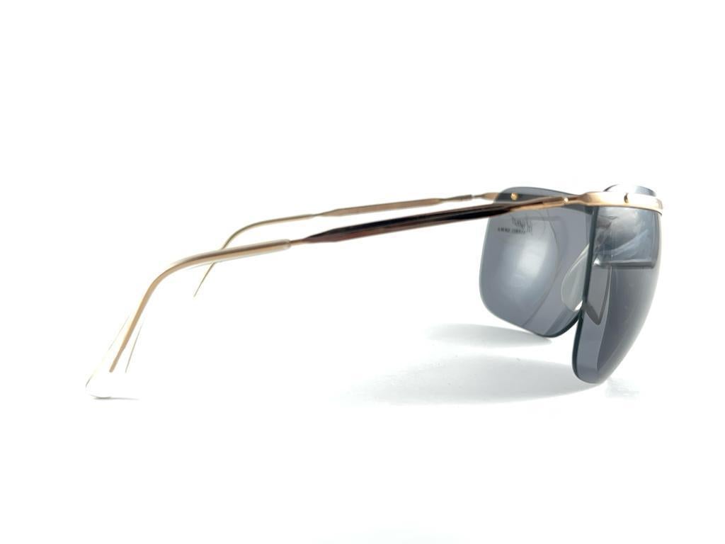 New Vintage Sol Amor Gold Lightweight Rimless Wrap Frame Sunglasses 60'S France 2