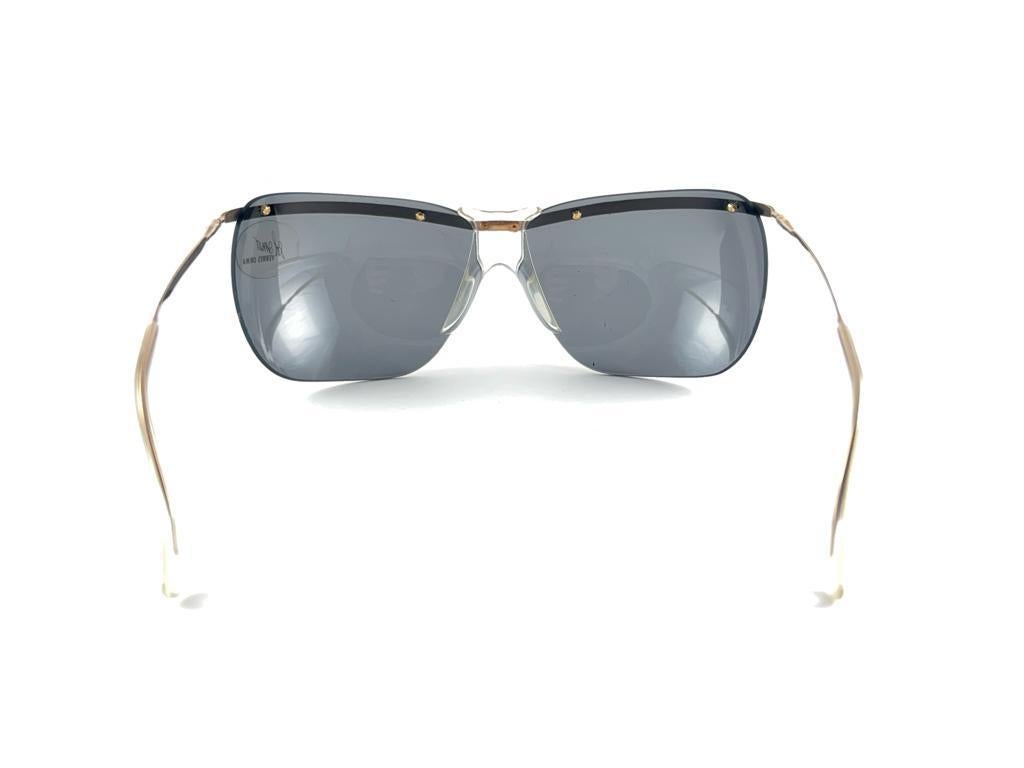 New Vintage Sol Amor Gold Lightweight Rimless Wrap Frame Sunglasses 60'S France 3