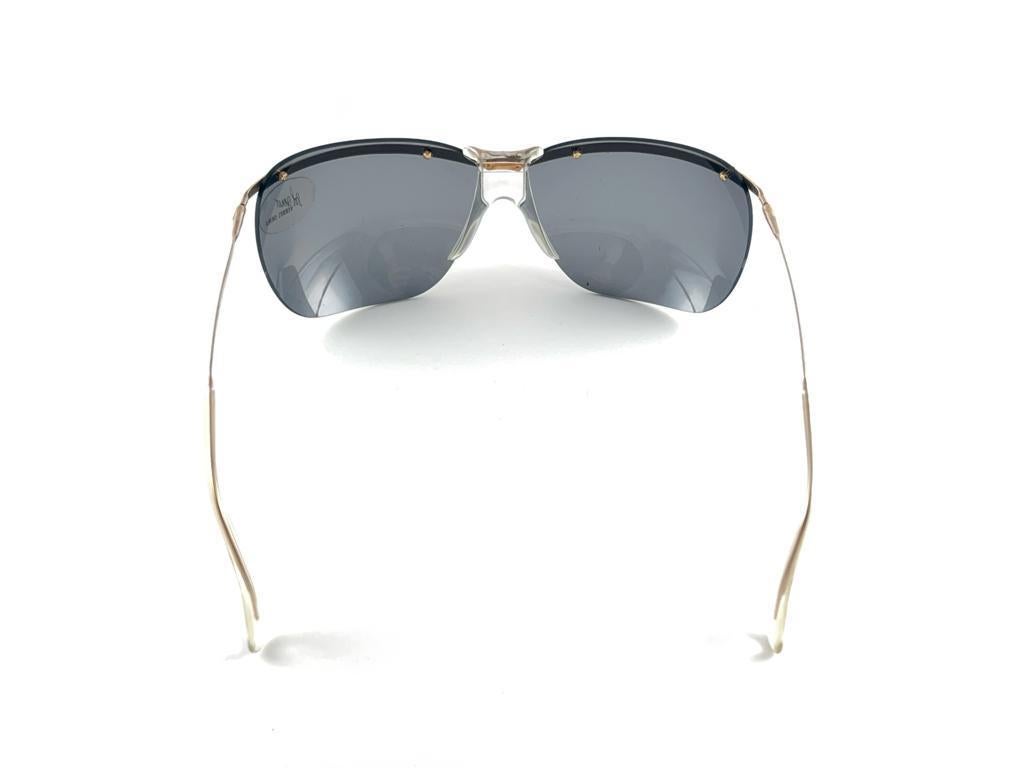 New Vintage Sol Amor Gold Lightweight Rimless Wrap Frame Sunglasses 60'S France 4