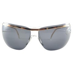 New Vintage Sol Amor Gold Lightweight Rimless Wrap Frame Sunglasses 60'S France
