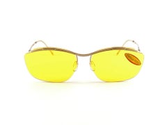 New Vintage Sol Amor Gold Yellow Lenses Rimless Frame Sunglasses 60's France