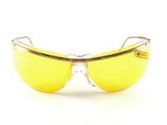 New Vintage Sol Amor Gold Yellow Lenses Rimless Wrap Frame Sunglasses 60s France