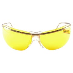 New Vintage Sol Amor Gold Yellow Lenses Rimless Wrap Frame Sunglasses 60s France