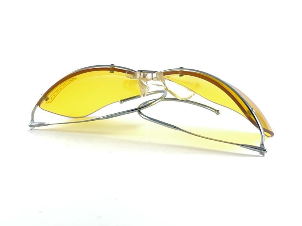 New Vintage Sol Amor Silver Lightweight Rimless Wrap Frame Sunglasses 60s France 6
