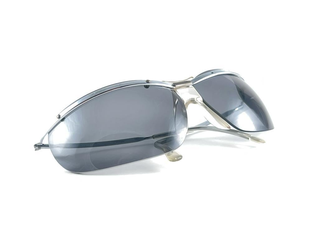 New Vintage Sol Amor Silver Lightweight Rimless Wrap Frame Sunglasses 60S France en vente 7