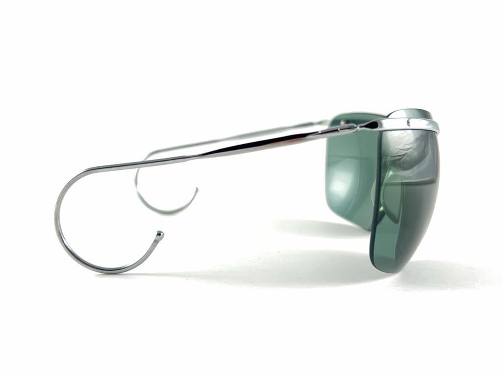 Neu Vintage Sol Amor Silber leichte Randlose Wickelrahmen-Sonnenbrille mit Wickelrahmen, 60er Jahre, Frankreich, Vintage für Damen oder Herren im Angebot