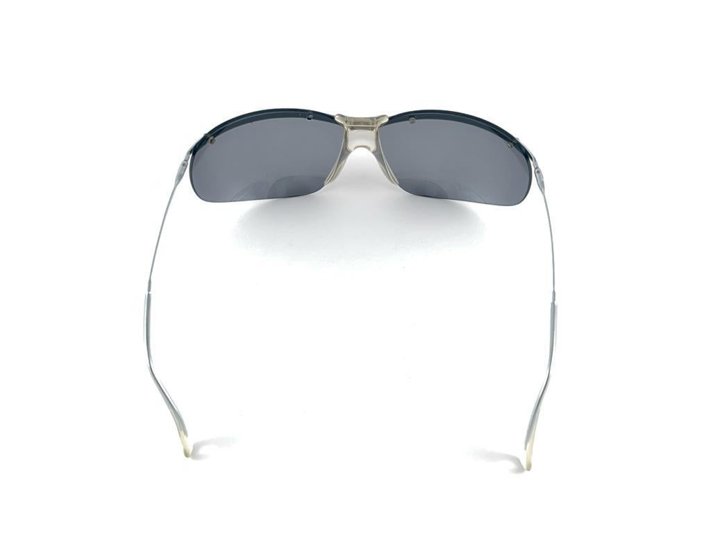 New Vintage Sol Amor Silver Lightweight Rimless Wrap Frame Sunglasses 60S France en vente 4