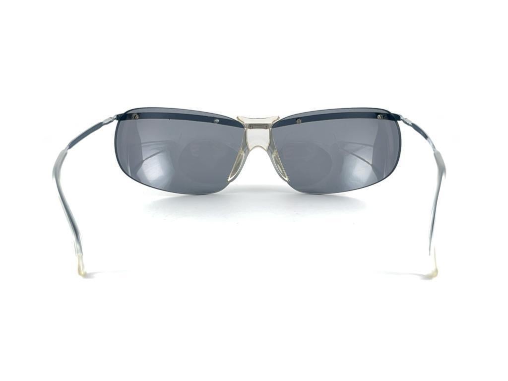New Vintage Sol Amor Silver Lightweight Rimless Wrap Frame Sunglasses 60S France en vente 5