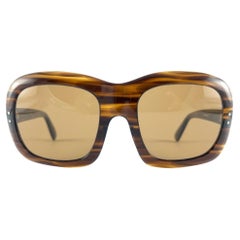 Nueva Montura Vintage Solid Oversized Jaspeada Lentes Marrón Claro Años 60 Francia