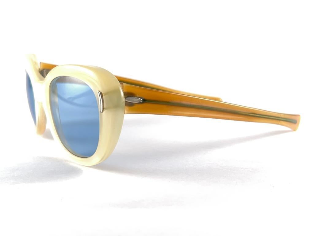 Women's or Men's New Vintage Suntimer Victory Blue Lenses Made in France 1960's Sunglasses  For Sale