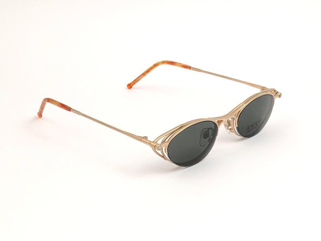 Nuevas gafas de sol vintage Takumi Magnetic Gold Cat Eye años 80 Made in Japan Gris