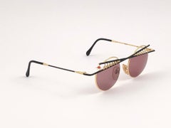 New Vintage TAXI By Casanova Round Small Gold Frame Brown Lens 1980 Sunglasses