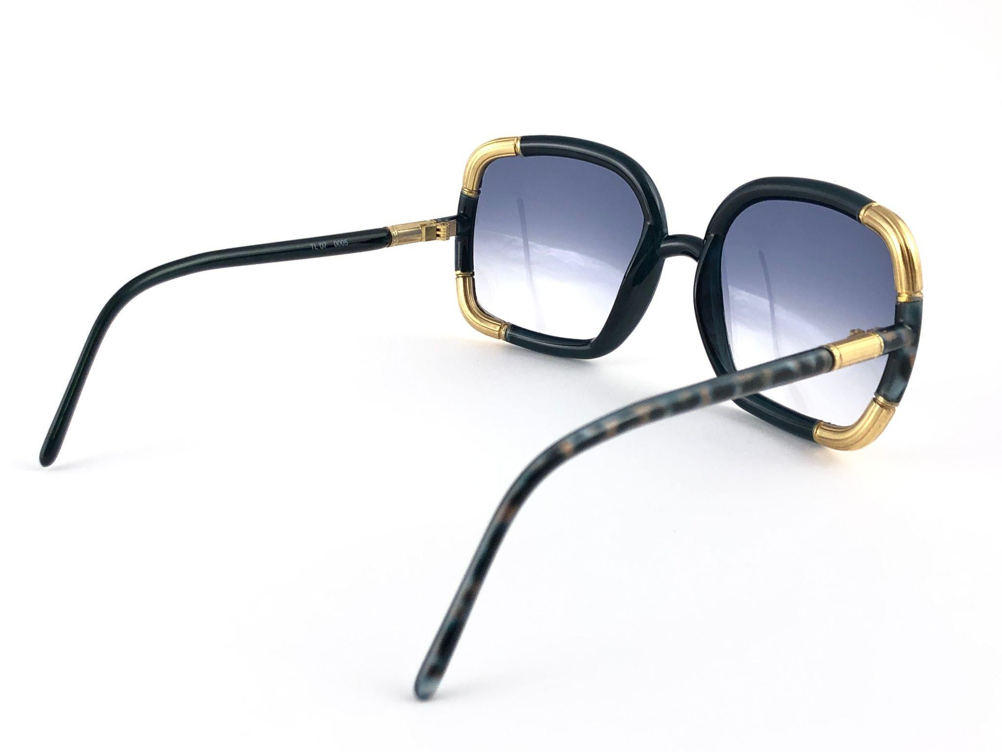 New Vintage Ted Lapidus Paris Ivory Gold Oversized 1970 Sunglasses France 2