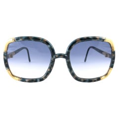 New Retro Ted Lapidus Paris Ivory Gold Oversized 1970 Sunglasses France