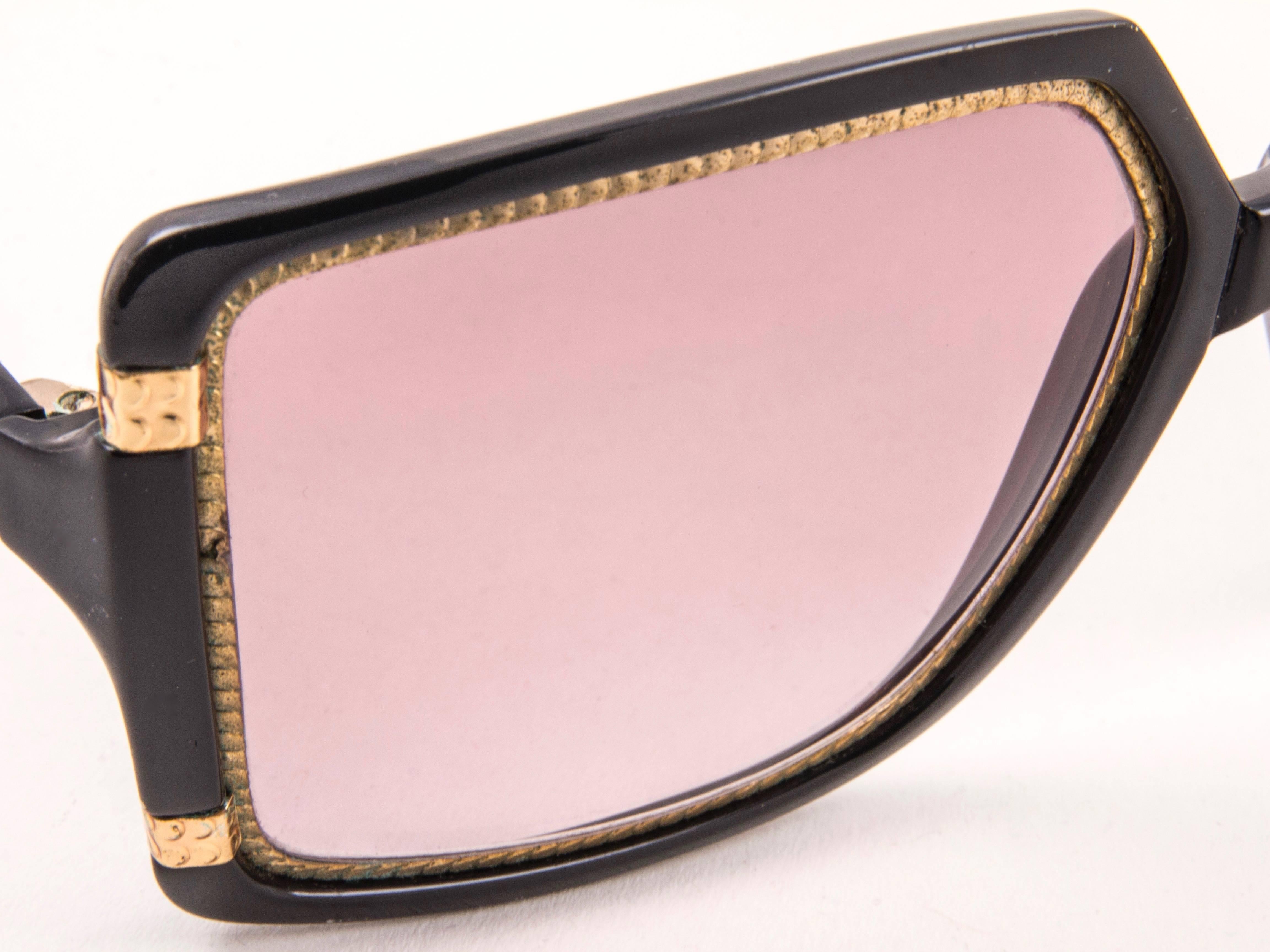 Neu New Vintage Ted Lapidus Paris TL 15 01 Gold & Schwarz 1970 Sonnenbrille Damen im Angebot