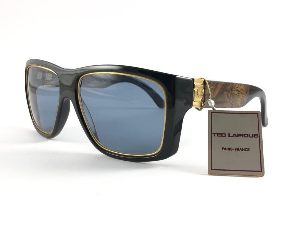 New Vintage Ted Lapidus Paris TL 19 Gold & Black 1970 Sunglasses For Sale 3