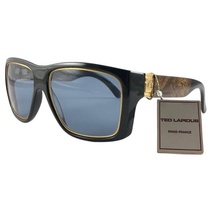 New Vintage Ted Lapidus Paris TL 19 Gold & Black 1970 Sunglasses For Sale