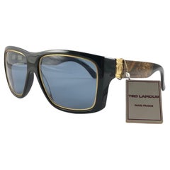 New Vintage Ted Lapidus Paris TL 19 Gold & Black 1970 Sunglasses