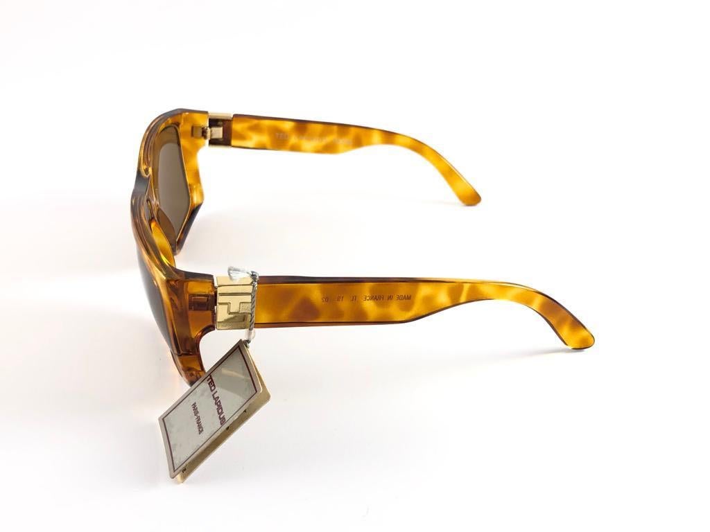 Brown New Vintage Ted Lapidus Paris TL 19 Gold & Tortoise 1970 Sunglasses For Sale