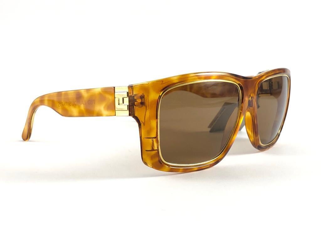 New Vintage Ted Lapidus Paris TL 19 Gold & Tortoise 1970 Sunglasses For Sale 1