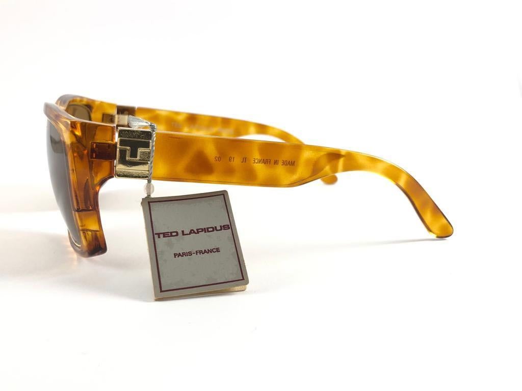 New Vintage Ted Lapidus Paris TL 19 Gold & Tortoise 1970 Sunglasses For Sale 2