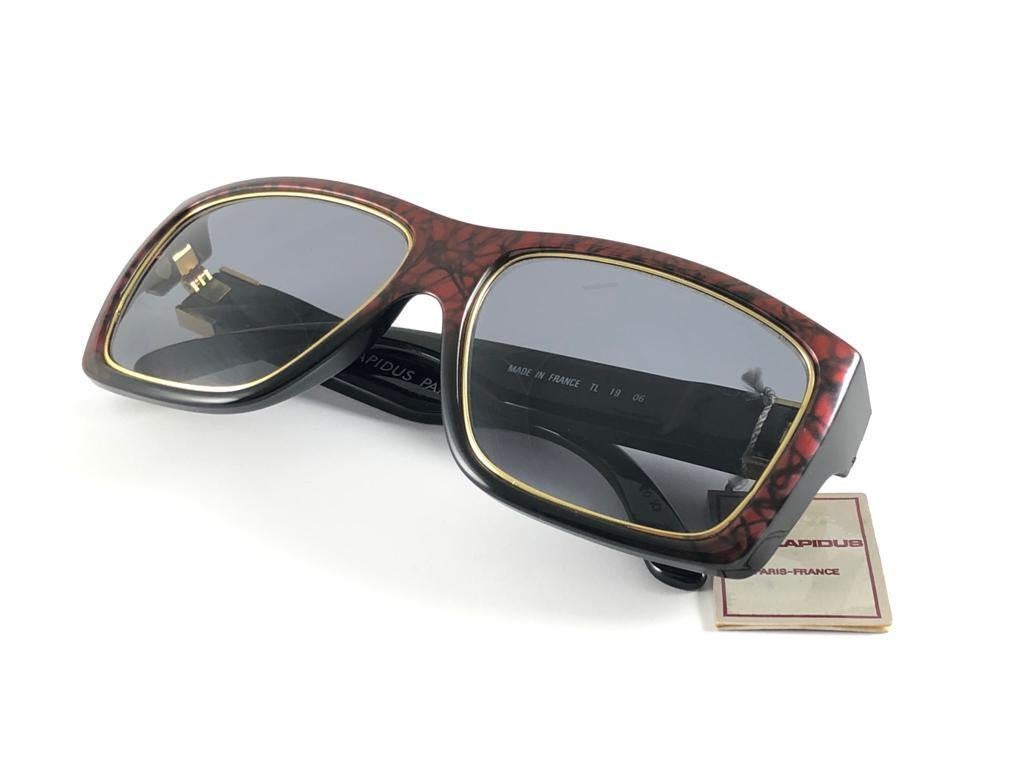 New Vintage Ted Lapidus Paris TL 19 Metallic Red & Gold 1970 Sunglasses For Sale 6
