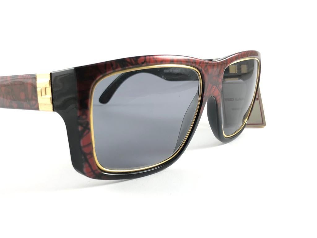 New Vintage Ted Lapidus Paris TL 19 Metallic Red & Gold 1970 Sunglasses For Sale 1