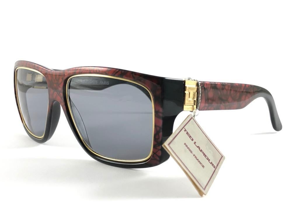 New Vintage Ted Lapidus Paris TL 19 Metallic Red & Gold 1970 Sunglasses For Sale 3