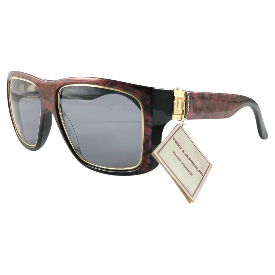 New Vintage Ted Lapidus Paris TL 19 Metallic Red & Gold 1970 Sunglasses For Sale