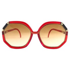 New Vintage Ted Lapidus Paris TL Black Red  & Gold 1970 Sunglasses