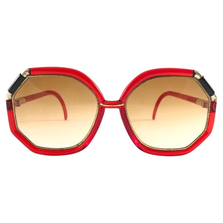 New Vintage Ted Lapidus Paris TL Black Red and Gold 1970 Sunglasses For ...