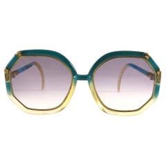 New Vintage Ted Lapidus Paris TL Turquoise & Gold 1970 Sunglasses
