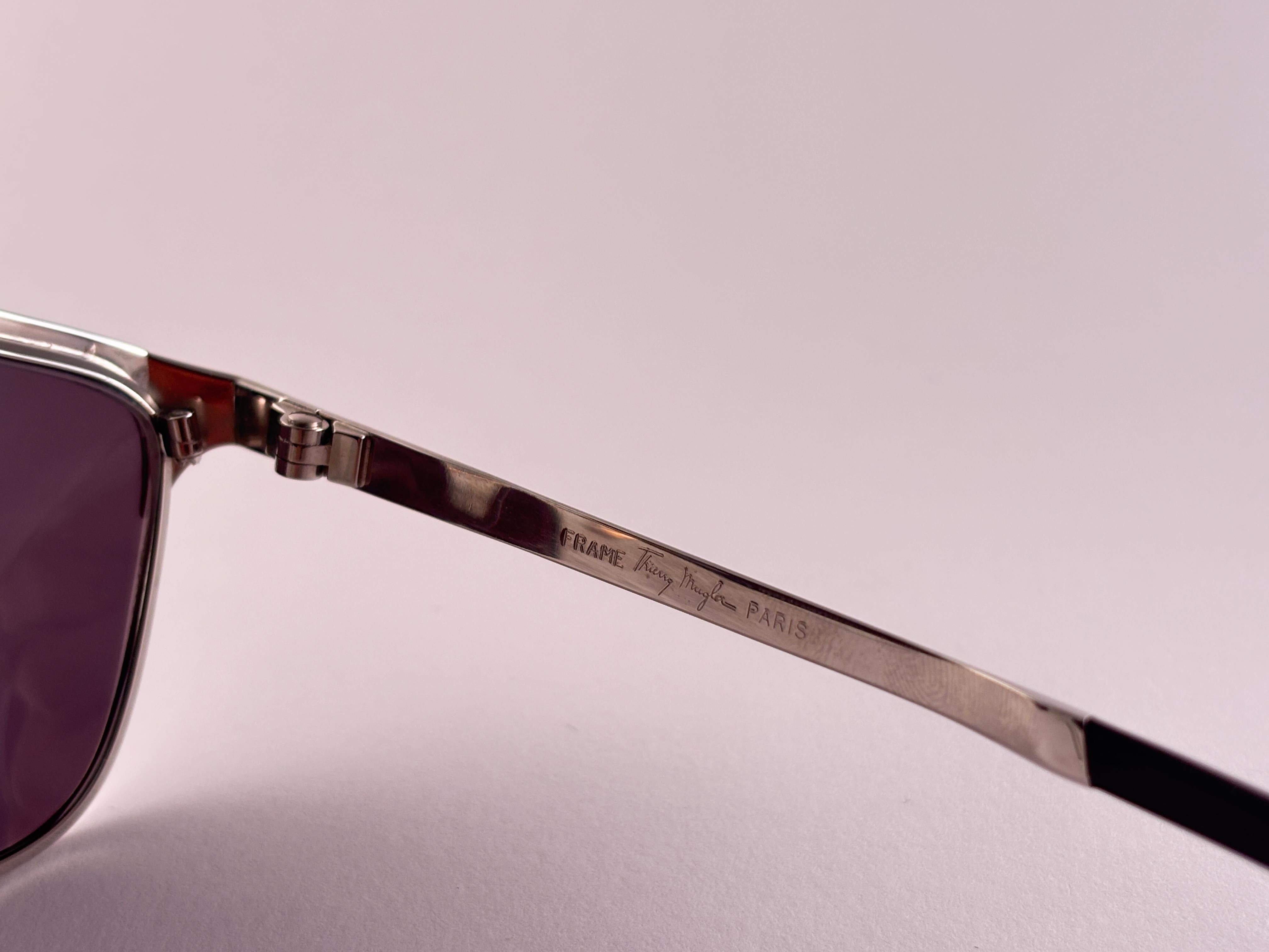 Neu Vintage Thierry Mugler Cindy Crawford MTV Silver Spiegel  1980's  Sonnenbrille im Angebot 4