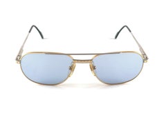 New Vintage Tiffany T 396 Oval Gold Plated Blue Lenses 90'S Sunglasses Italy