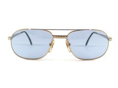 New Vintage Tiffany T 396 Oval Gold Plated Blue Lenses 90'S Sunglasses Italy