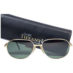 New Vintage Tiffany T371  Dark Green Plated Gold 1990 Sunglasses France