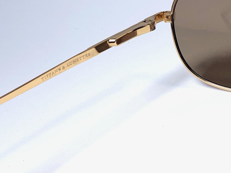 New Vintage Tiffany T371 Gold Mirror Plated Gold 1990 Sunglasses France ...