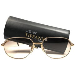 New Vintage Tiffany T371  Gradient Brown Plated Gold 1990 Sunglasses France