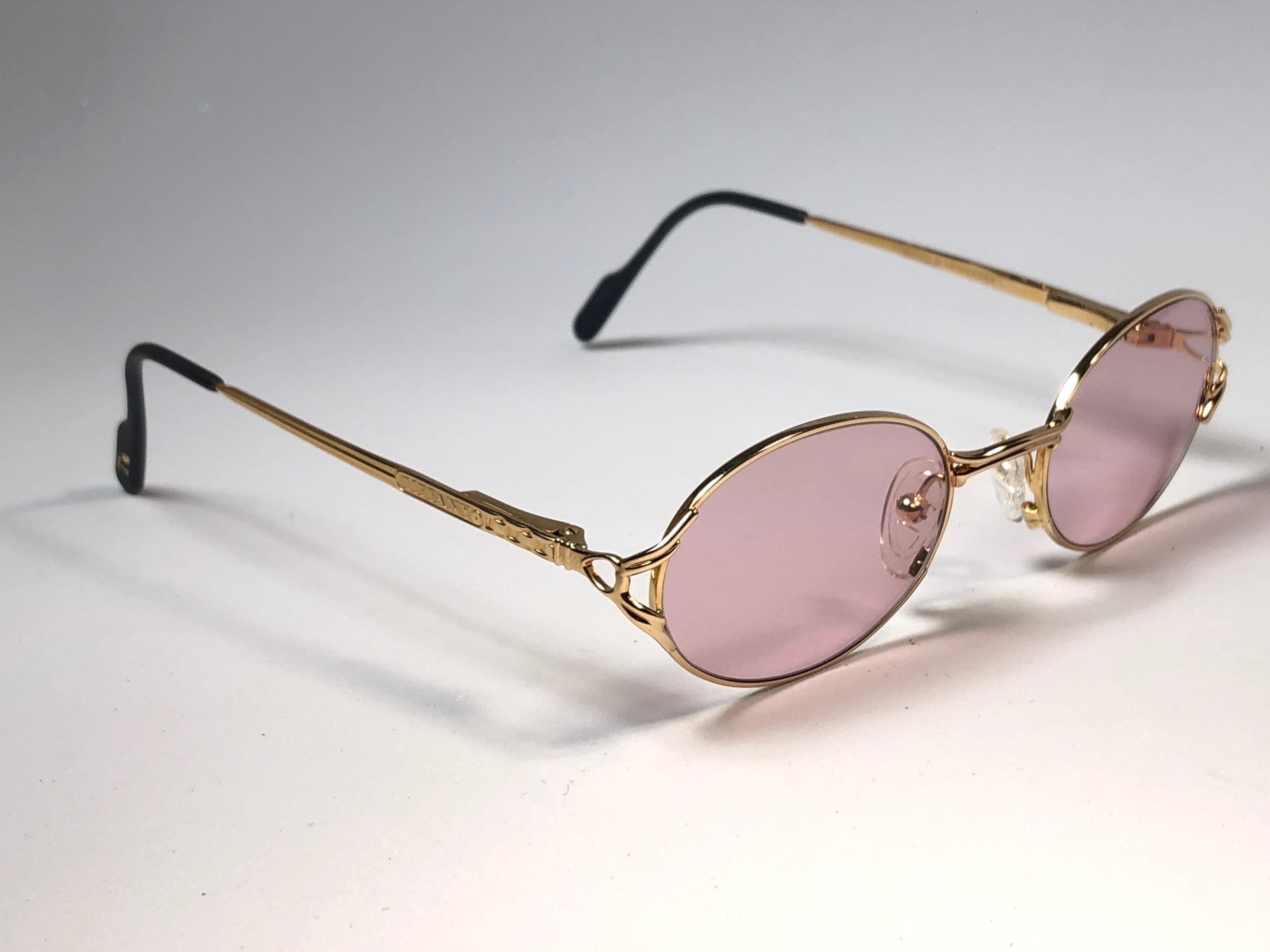 Black New Vintage Tiffany T567 Oval Rose Plated Gold 1990 Sunglasses France