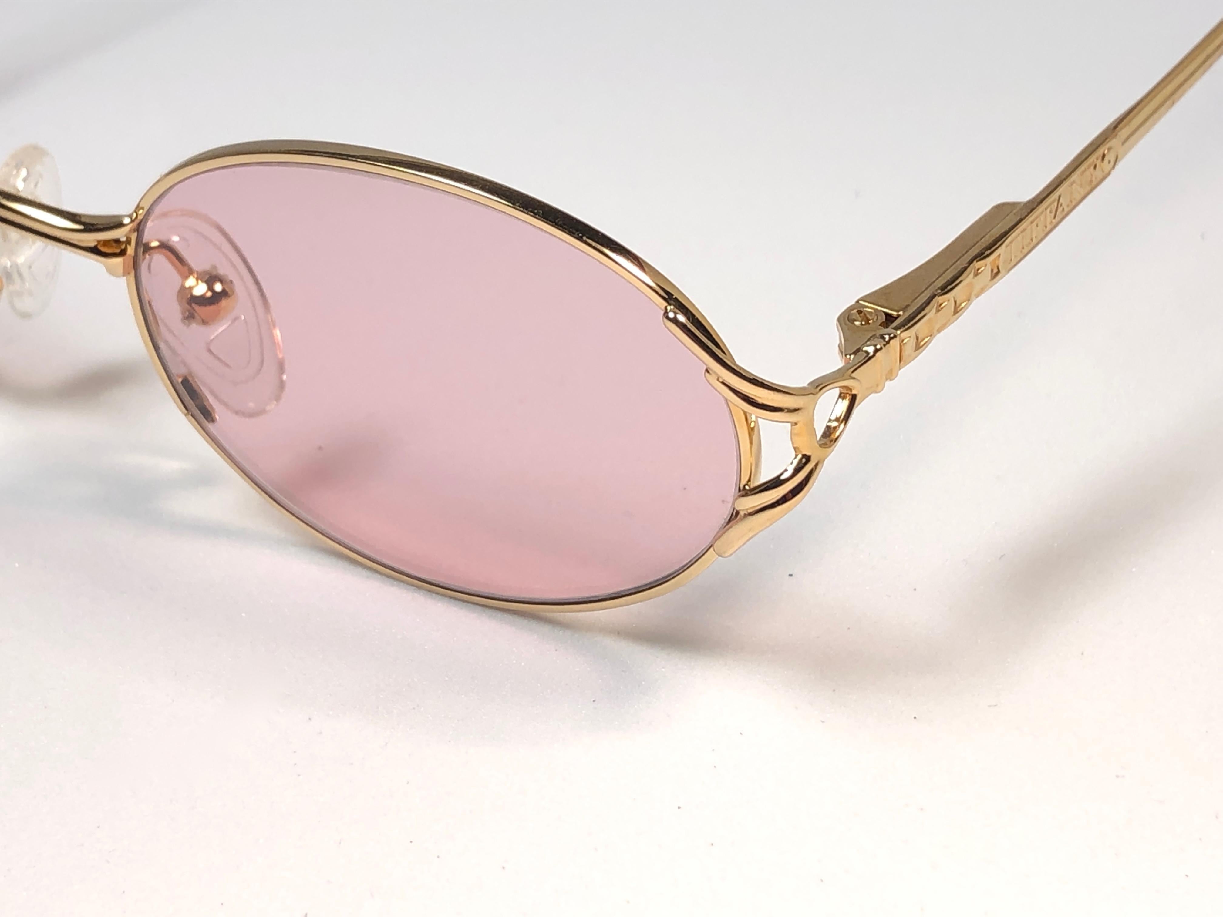 New Vintage Tiffany T567 Oval Rose Plated Gold 1990 Sunglasses France 2