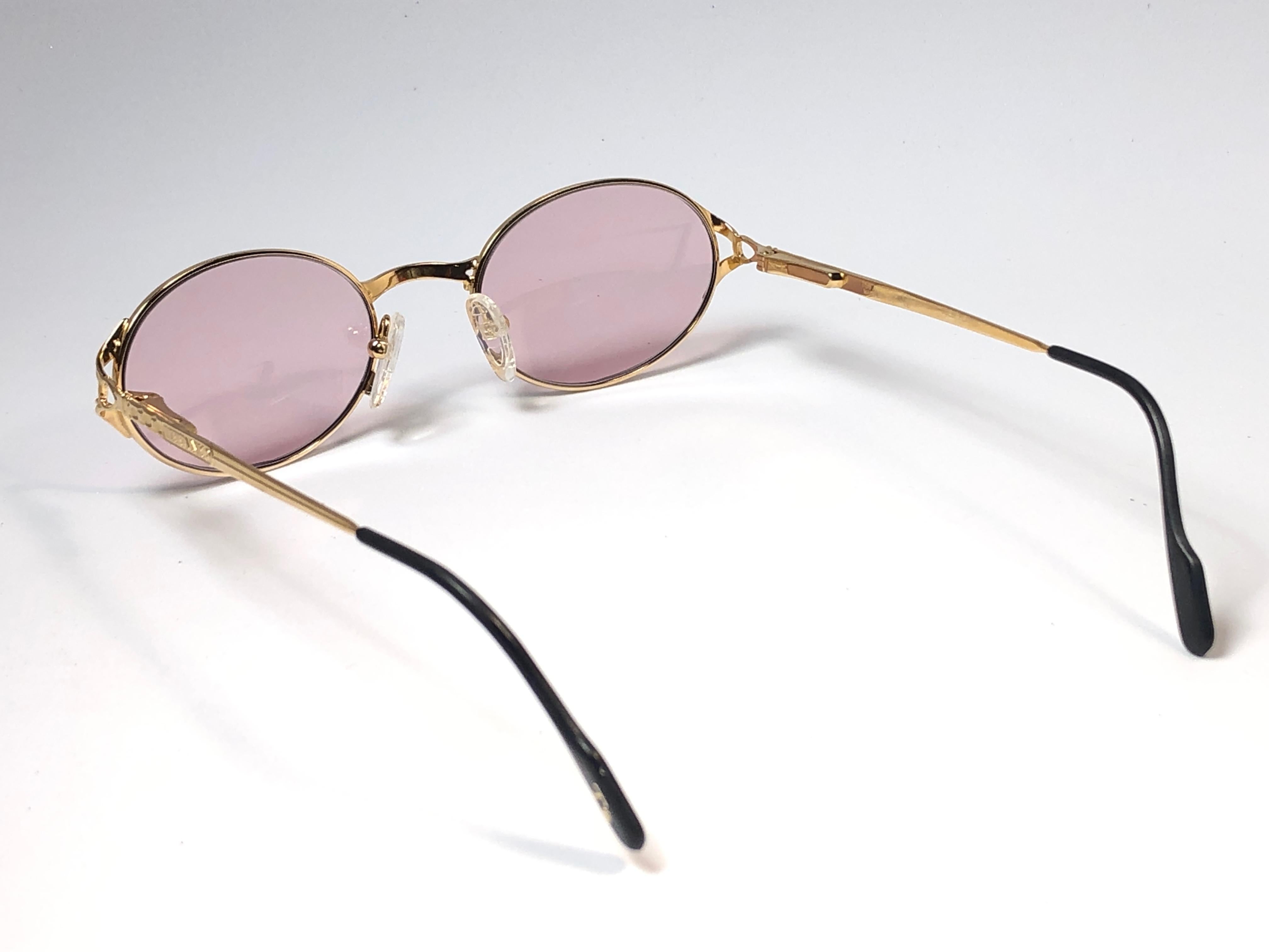 New Vintage Tiffany T567 Oval Rose Plated Gold 1990 Sunglasses France 3