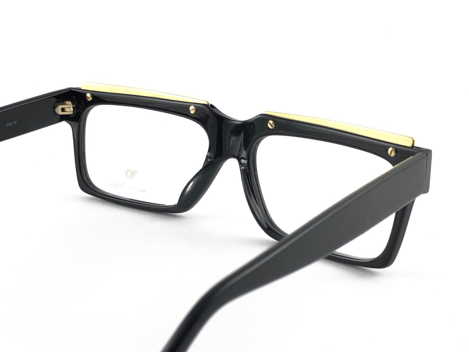 New Vintage Tristano Onofri Black & Gold RX Reading 1980 Italy Sunglasses For Sale 3