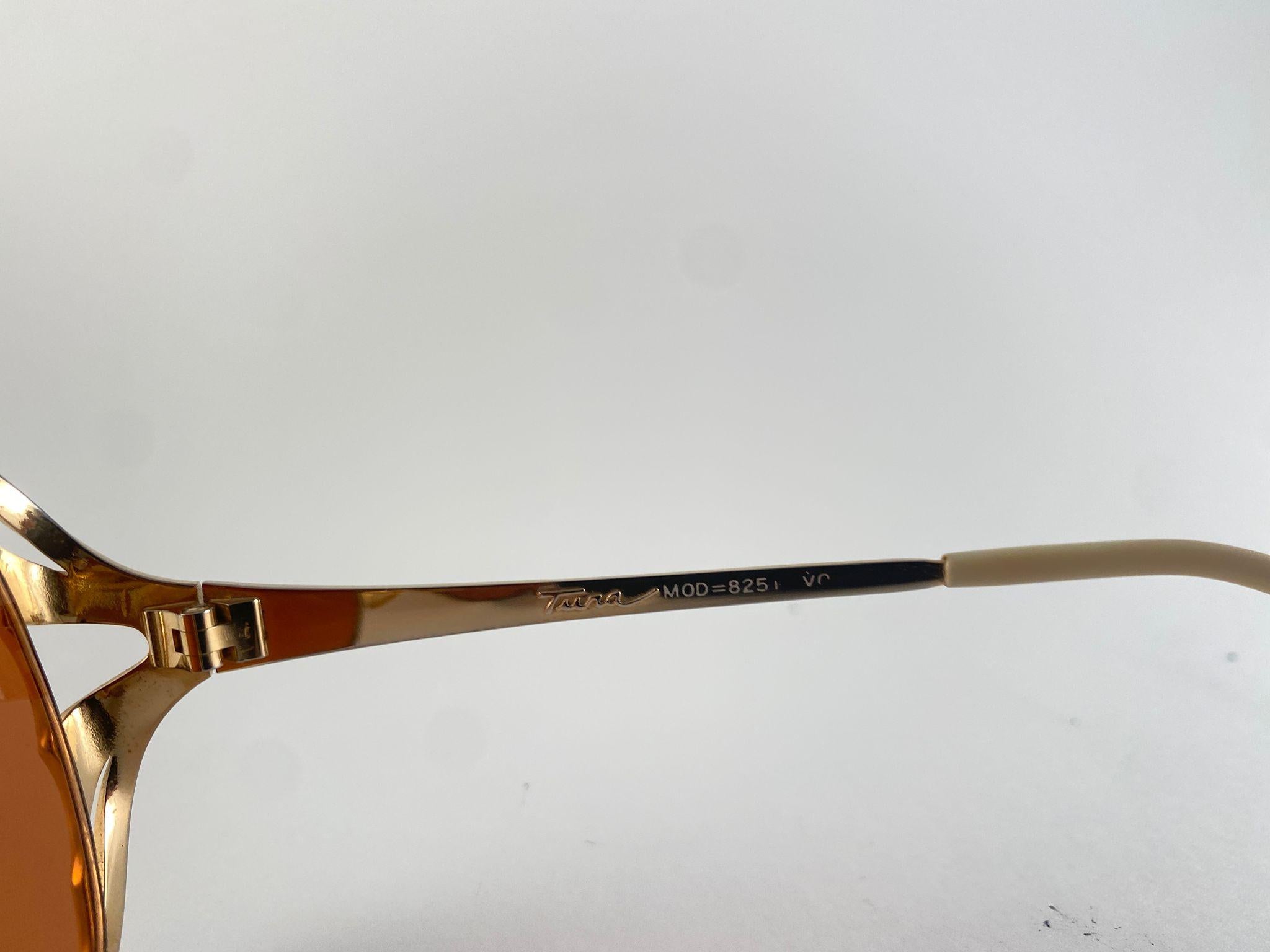 New Vintage Tura Mod 825 Overzised Beige & Gold Frame 1970'S Japan Sunglasses in vendita 6