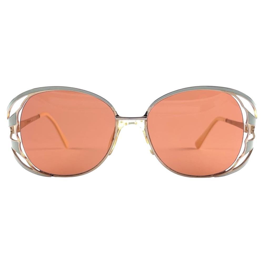 New Vintage Tura Mod 825 Overzised Gold Frame 1970'S Japan Sunglasses For Sale