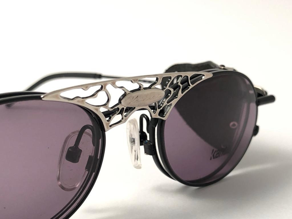 New Vintage Kansai Steampunk Silver Black Full Set  1980's Japan Sunglasses For Sale 6
