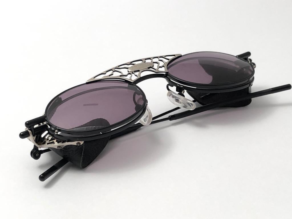 New Vintage Kansai Steampunk Silver Black Full Set  1980's Japan Sunglasses For Sale 11