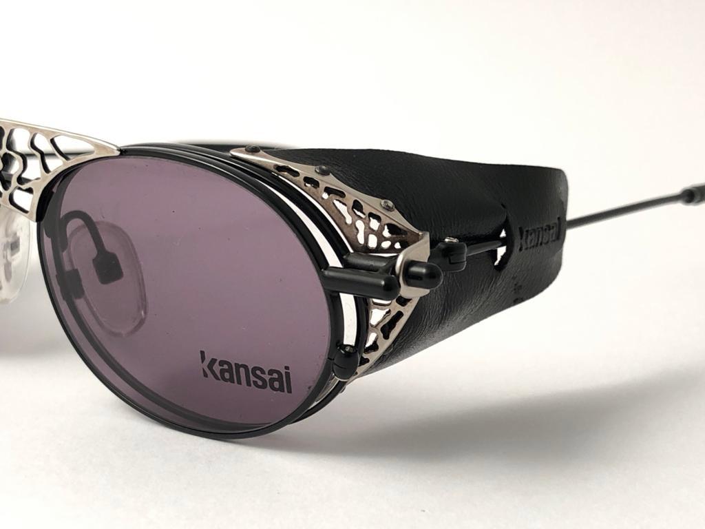New Vintage Kansai Steampunk Silver Black Full Set  1980's Japan Sunglasses For Sale 1